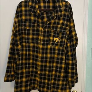 Iowa Hawkeye Black and Yellow Plaid Flannel  tunic Shirt XXL